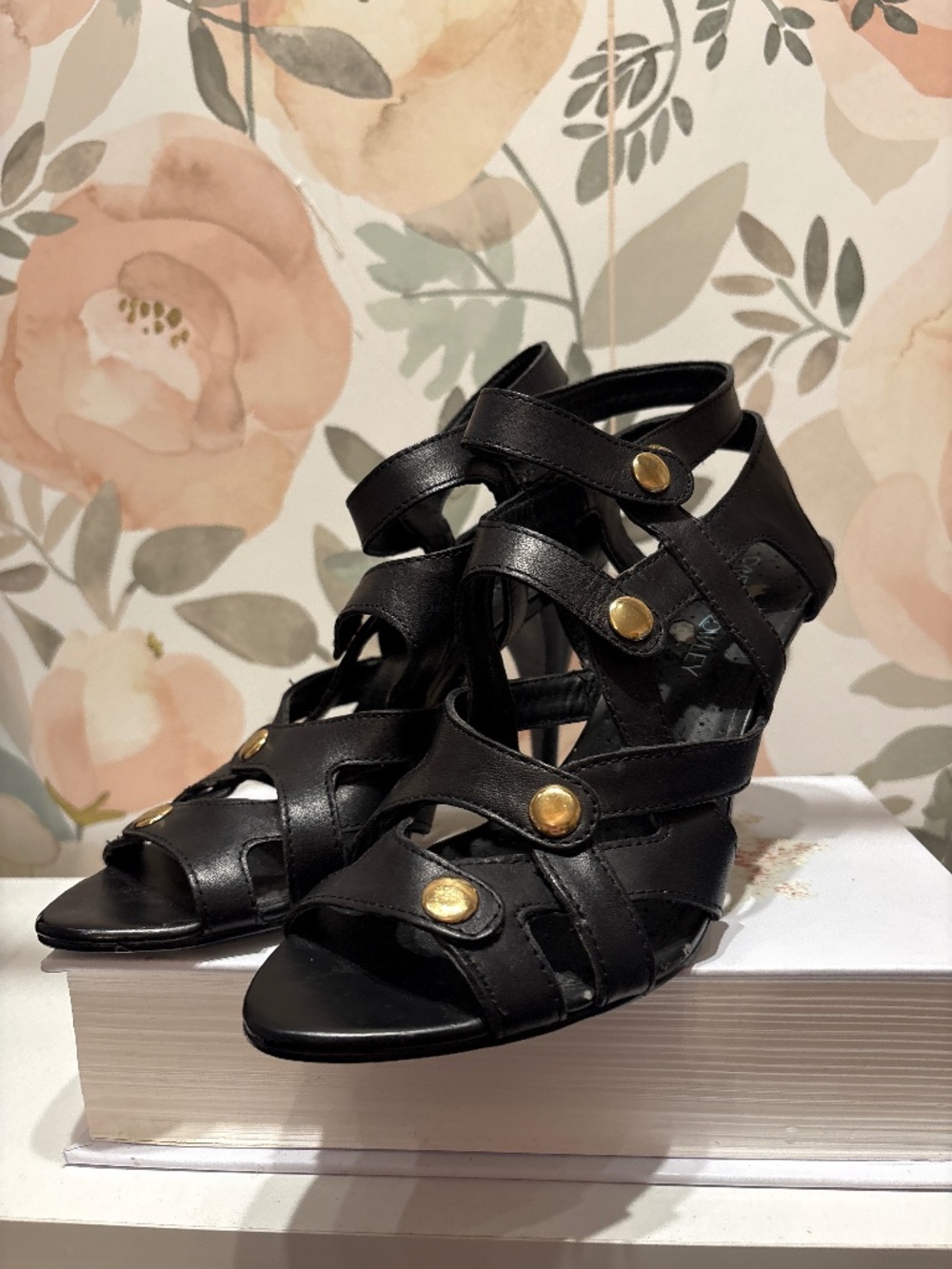 Cynthia Rory black strappy heels